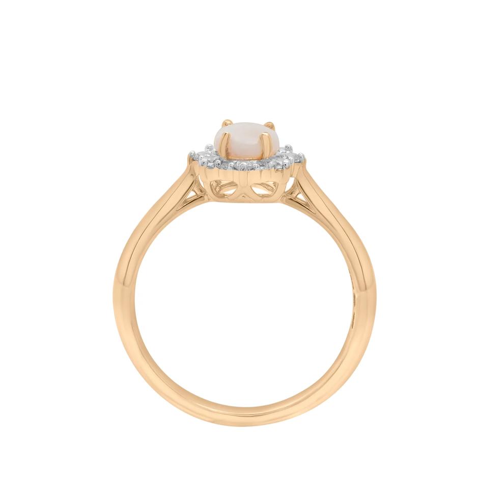 Australian Opal Oval &amp; Diamond Halo Ring in 10K Yellow Gold – Image 2 of 5
