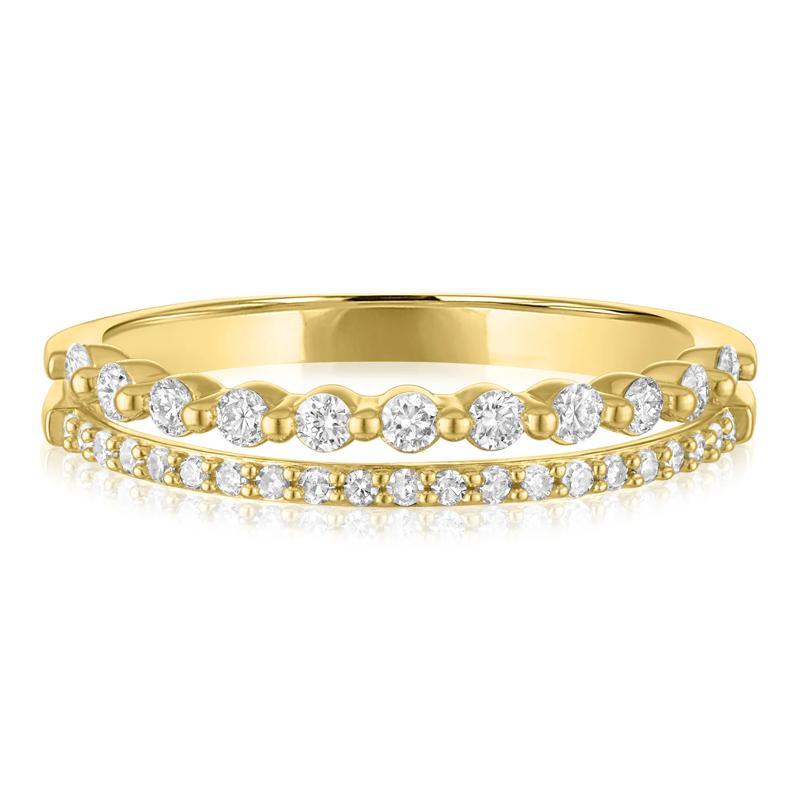 Diamond Double-Row Ring in 10K Yellow Gold &#40;1/3 ct. tw.&#41; – Image 1 of 3