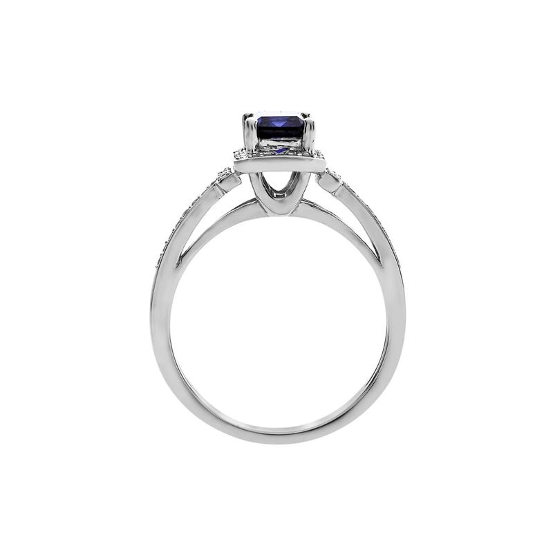 Sapphire &amp; 1/5 ct. tw. Diamond Ring in 10K White Gold – Image 2 of 3