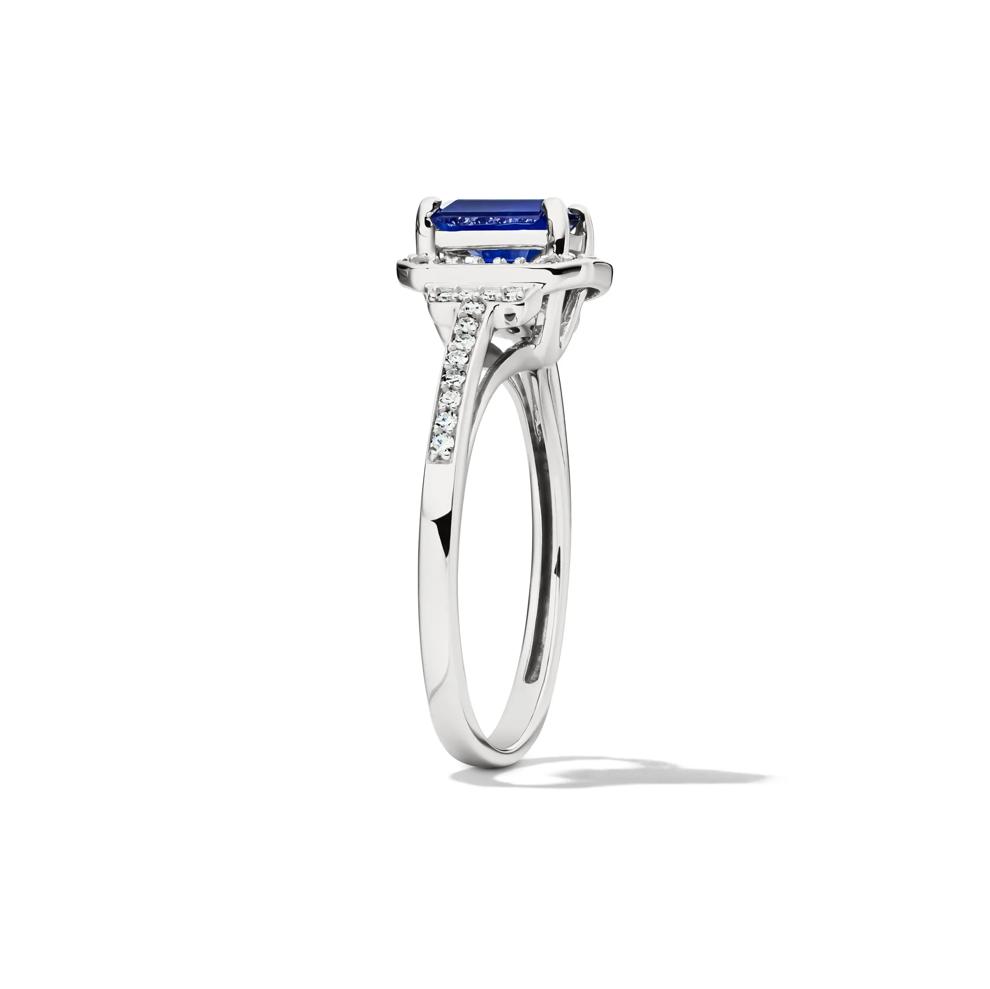 Sapphire &amp; 1/5 ct. tw. Diamond Ring in 10K White Gold – Image 3 of 4