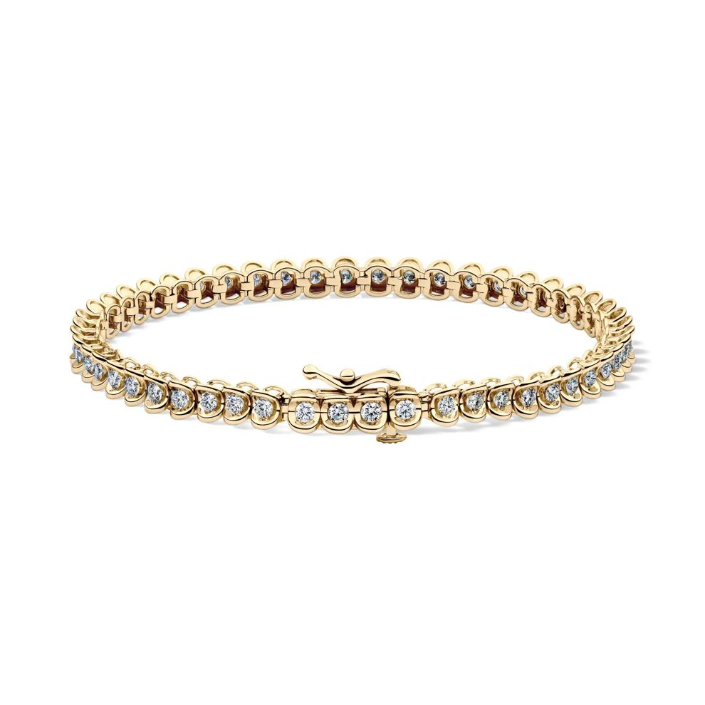 Diamond Tennis Bracelet with Half-Bezel Setting in 10K Yellow Gold (2 ct. tw.) – Image 2 of 2