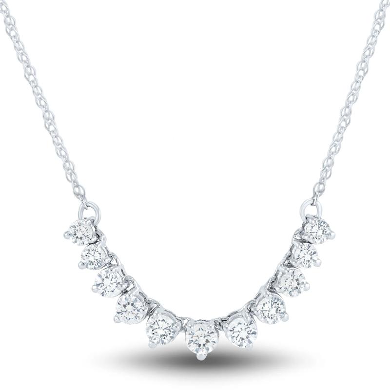 Lab Grown Diamond Graduated Smile Necklace in 14K Gold – Image 1 of 2