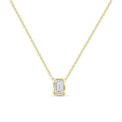 Lab Grown Diamond Emerald-Cut Pendant in 14K Yellow Gold (3/4 ct. tw.)