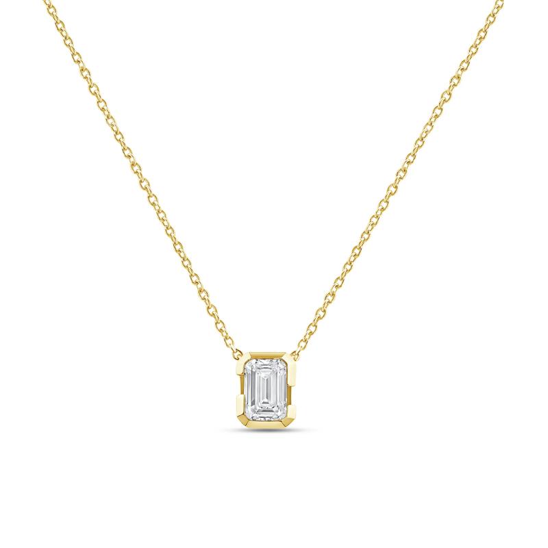 Lab Grown Diamond Emerald-Cut Pendant in 14K Yellow Gold &#40;3/4 ct. tw.&#41; – Image 1 of 3