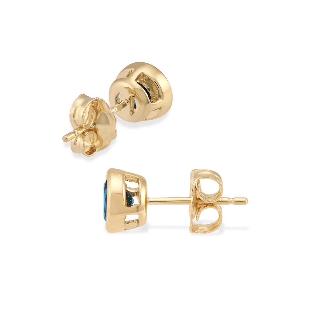 London Blue Topaz Bezel-Set Stud Earrings in 14K Yellow Gold – Image 2 of 3
