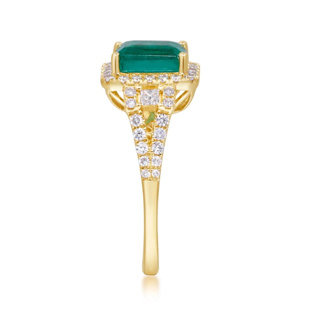 Limited Edition Emerald-Cut Emerald &amp; Diamond Ring in 14K Yellow Gold (1/2 ct. tw.) – Image 3 of 5
