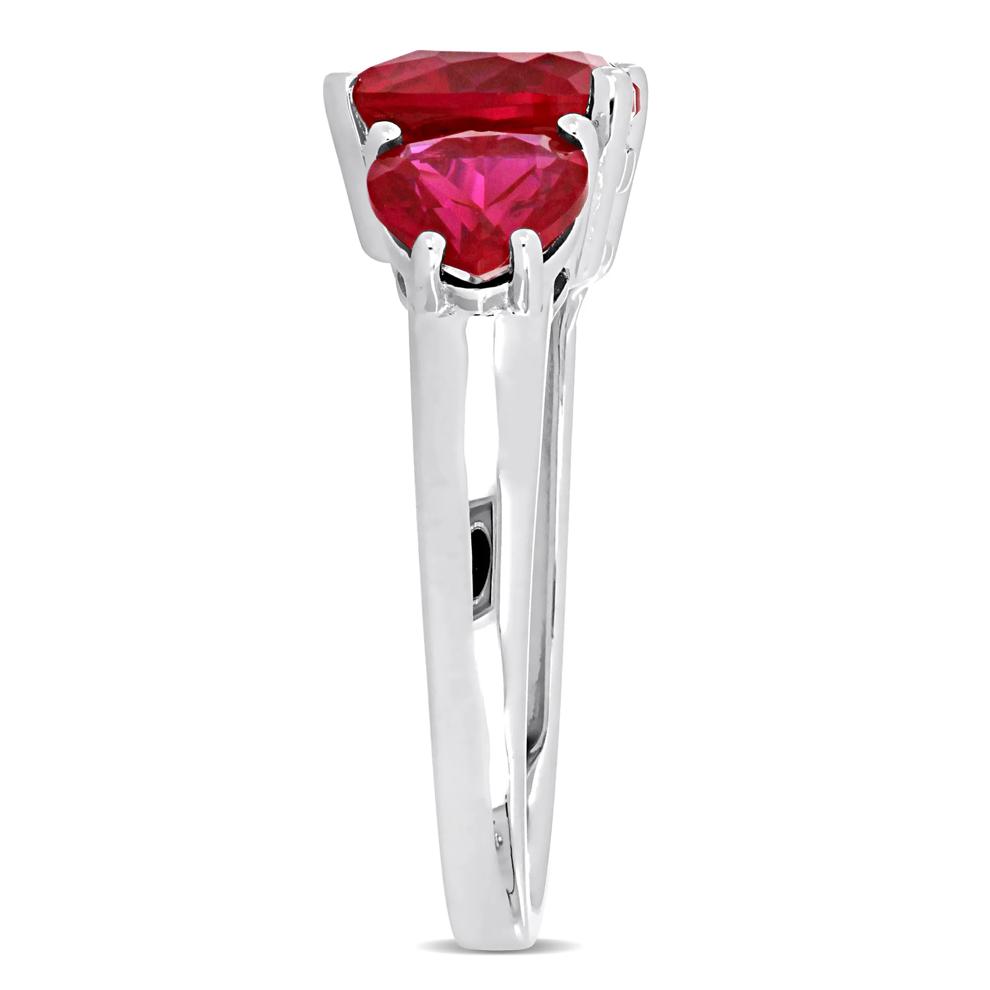 Lab-Created Ruby Heart Ring in Sterling Silver – Image 3 of 6