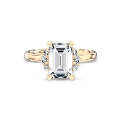 Lab Grown Diamond Emerald-Cut Center Engagement Ring in 14K Yellow Gold (3 1/4 ct. tw.)