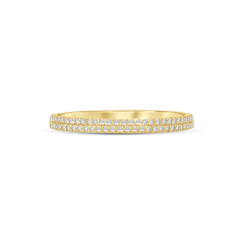 Diamond Double Row Stack Band in 10K Yellow Gold &#40;1/8 ct. tw.&#41; – Image 1 of 3