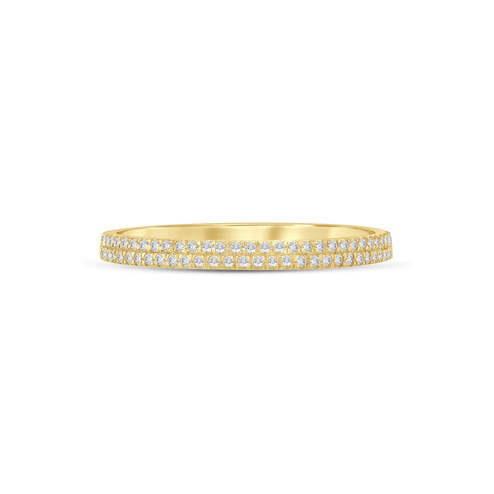 Diamond Double Row Stack Band in 10K Yellow Gold (1/8 ct. tw.) – Image 1 of 3