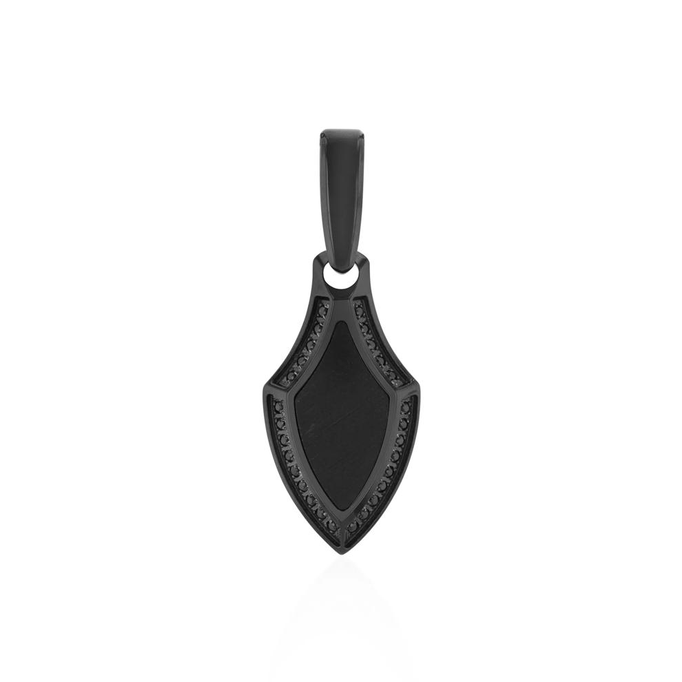 Black Diamond Arrow Charm Pendant Necklace in Stainless Steel with Black Ion Plating (1/7 ct. tw.) – Image 1 of 2