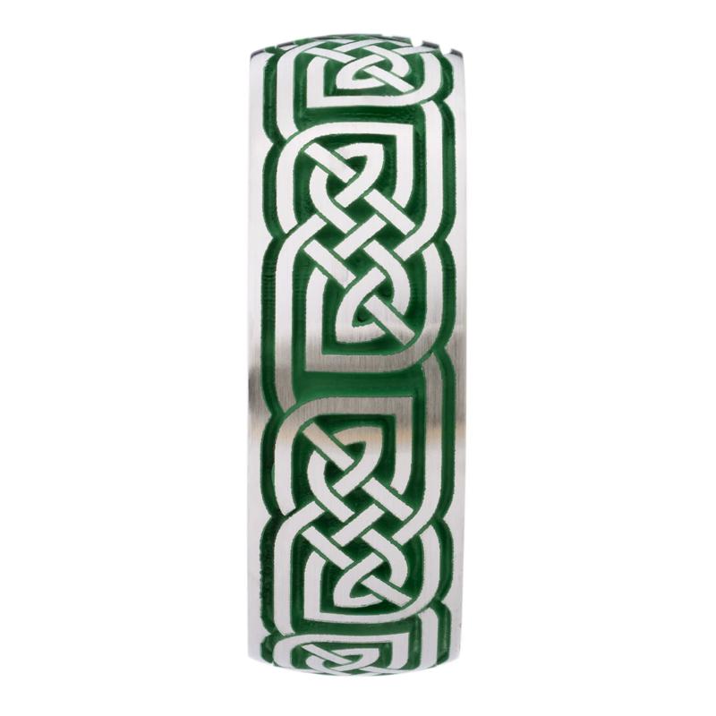  Men&rsquo;s Celtic Wedding Band with Green Cerakote in Cobalt, 8MM – Image 3 of 3