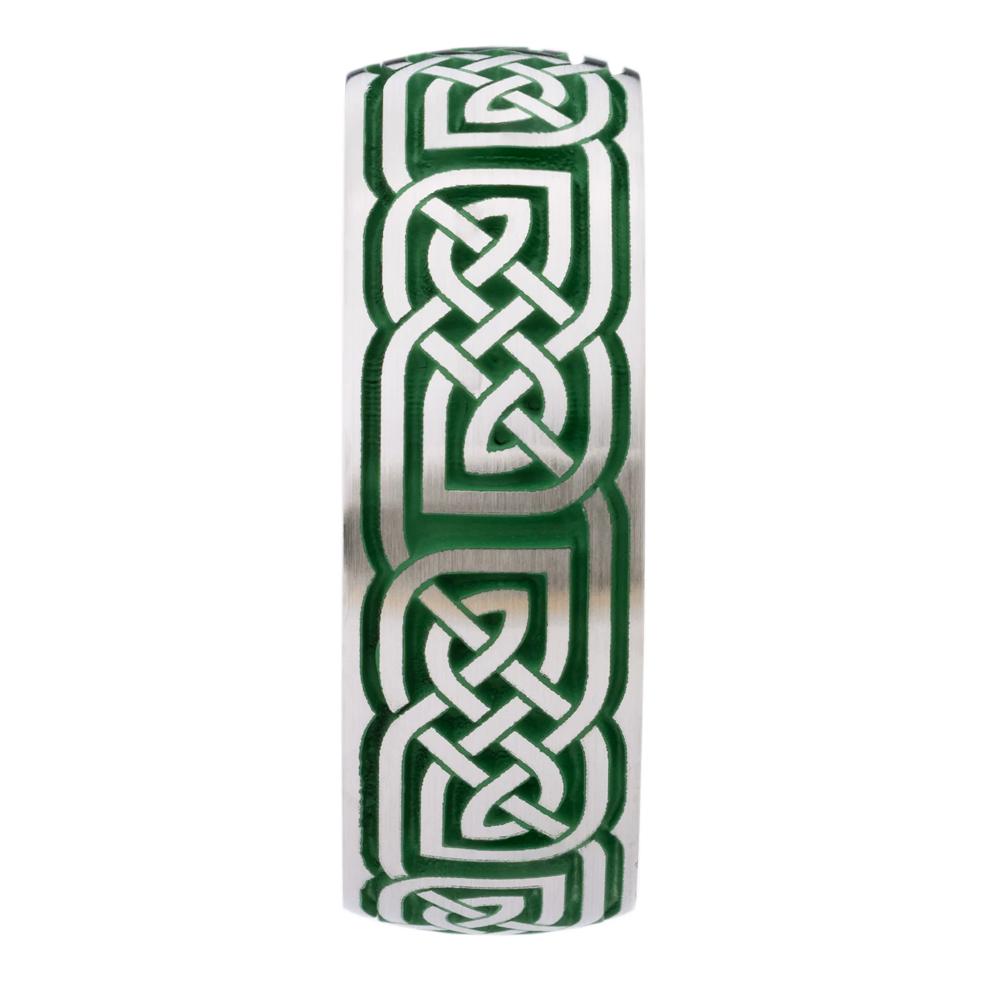  Men&rsquo;s Celtic Wedding Band with Green Cerakote in Cobalt, 8MM – Image 3 of 3