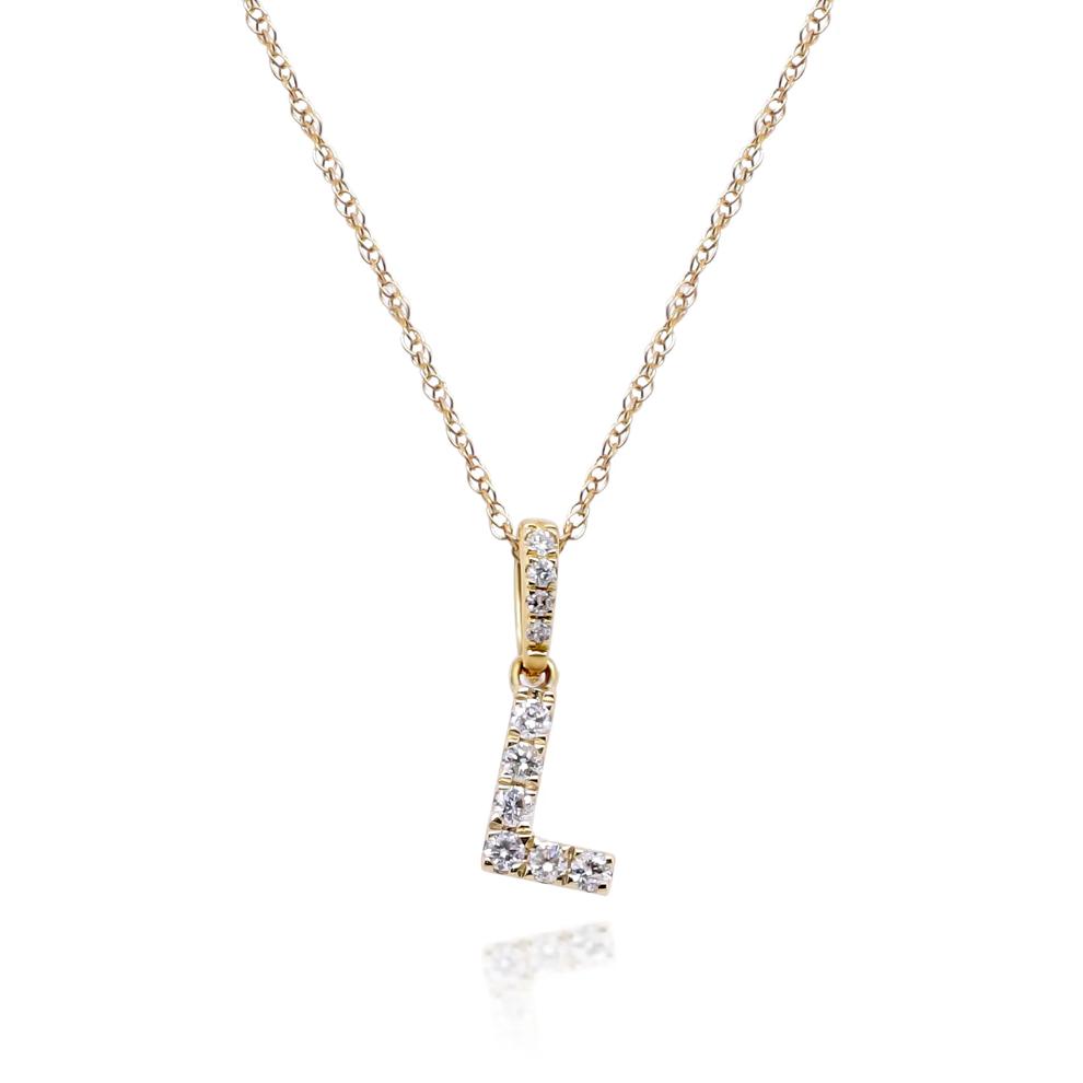 Diamond L Initial Pendant in 10K Yellow Gold (1/10 ct. tw.) – Image 1 of 4