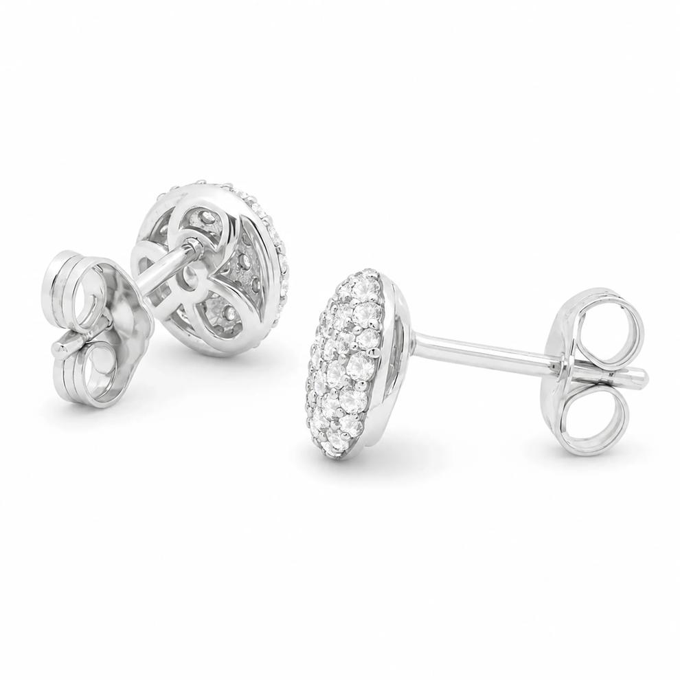 Diamond Round Cluster Stud Earrings in Sterling Silver (1/2 ct. tw.) – Image 2 of 2