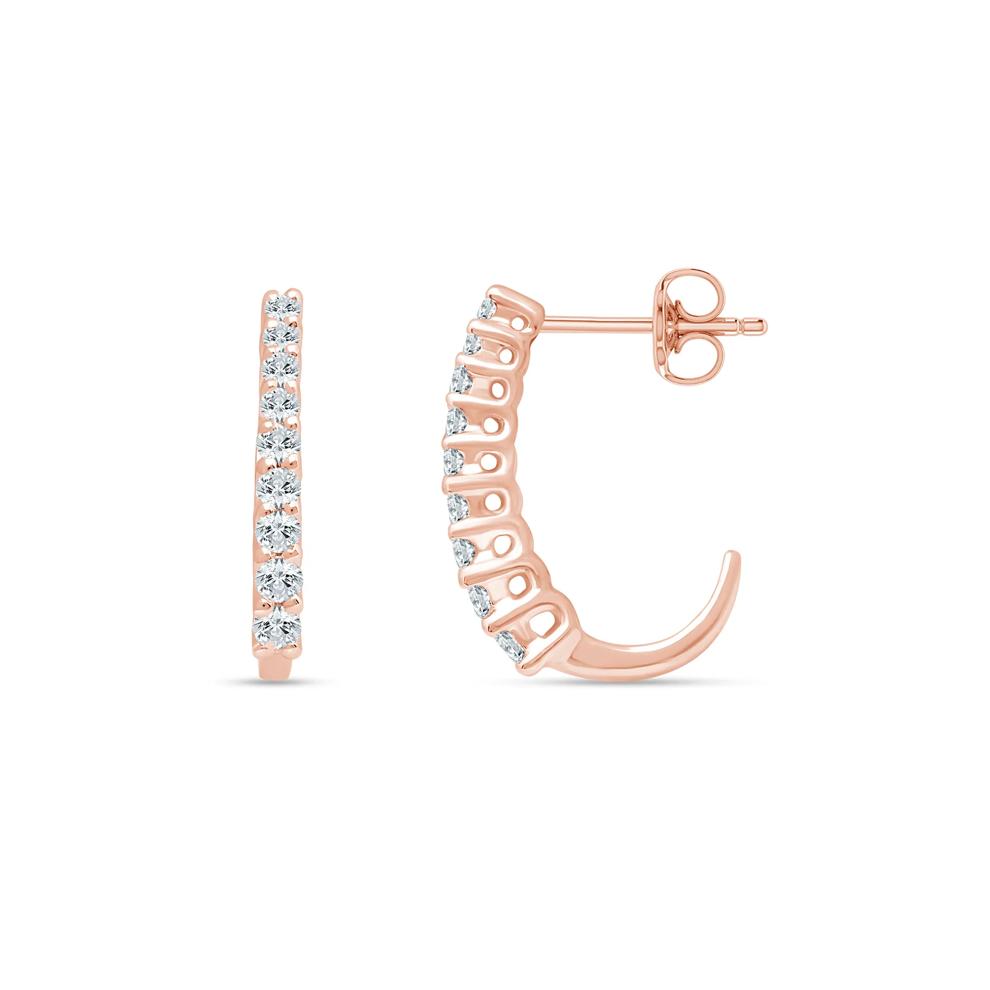 Lab Grown Diamond J-Hoop Earrings in 10K Rose Gold (1/4 ct. tw.) – Image 1 of 1