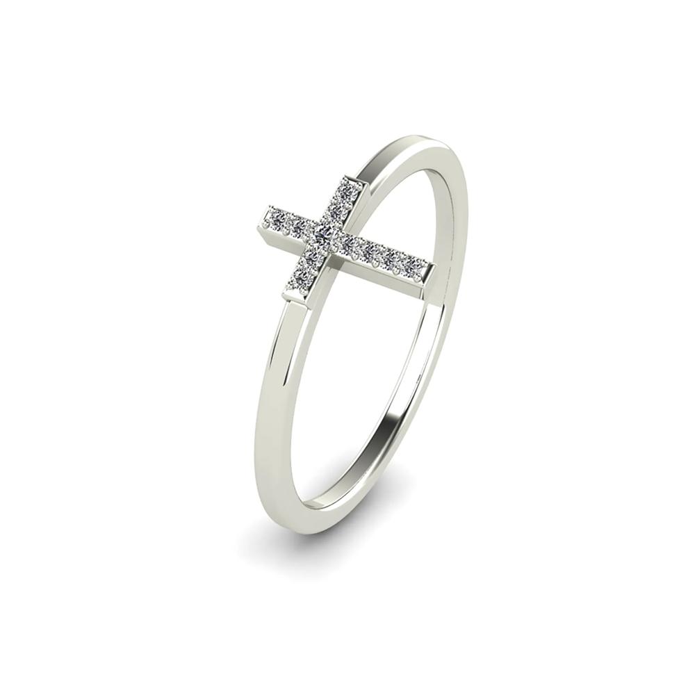 Diamond Accent Vertical Cross Ring in 10K White Gold – Image 4 of 4