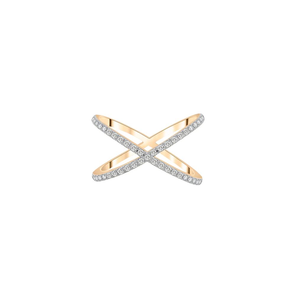 Diamond Crossover Ring in 14K Yellow Gold (1/4 ct. tw.) – Image 1 of 6