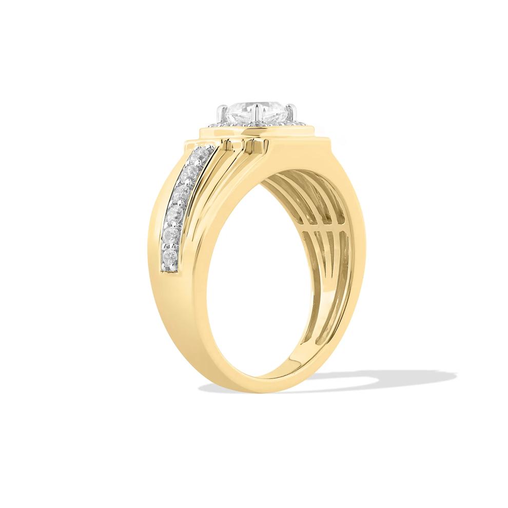 Men's Lab Grown Diamond Round &amp; Cushion Ring in 10K Yellow Gold (1 1/2 ct. tw.) – Image 3 of 4