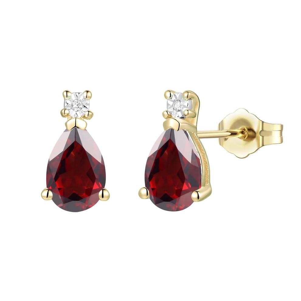 Garnet &amp; Diamond Accent Pendant &amp; Earrings Boxed Set in 10K Yellow Gold – Image 2 of 5