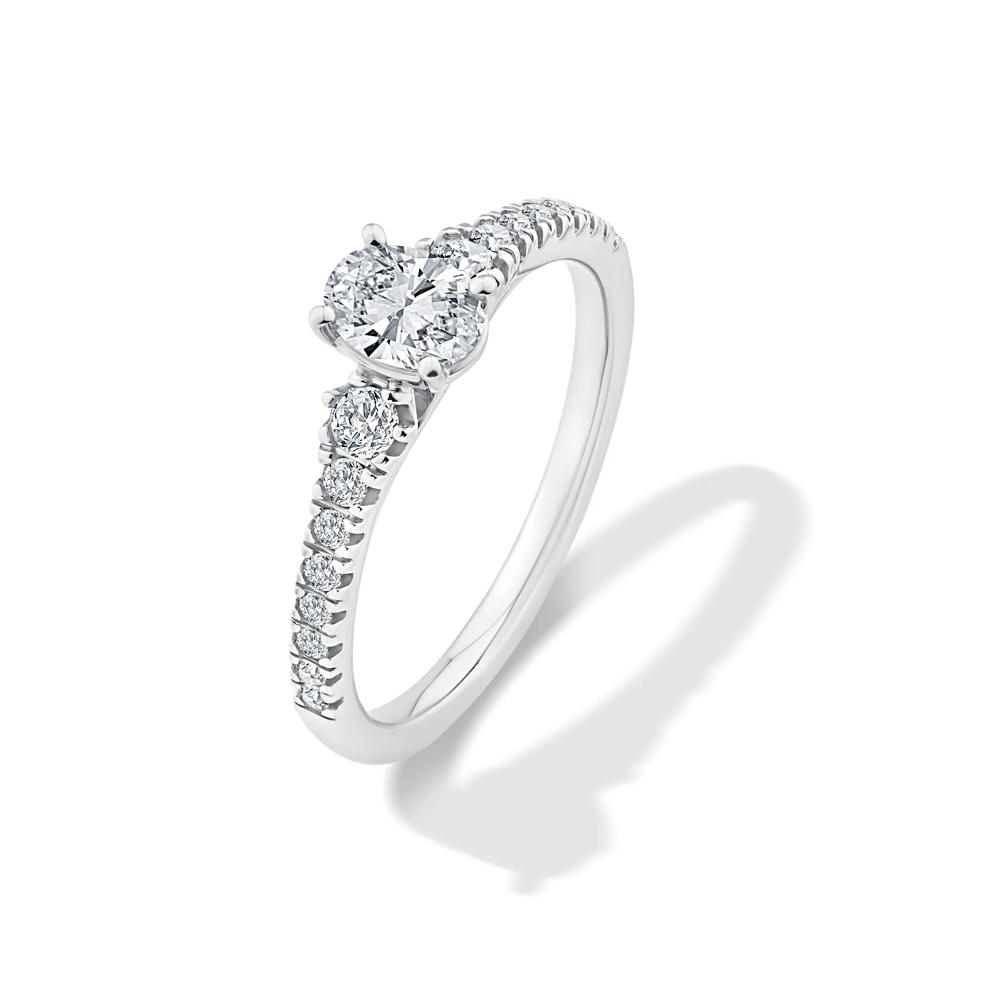 Diamond Oval Center Engagement Ring in 14K White Gold (3/4 ct. tw.) – Image 4 of 4