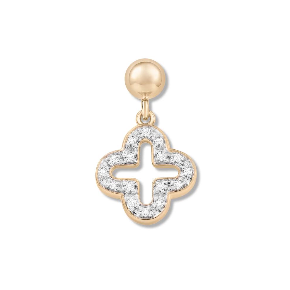 Diamond Accent Flower Bead Charm in 14K Gold Vermeil – Image 1 of 2