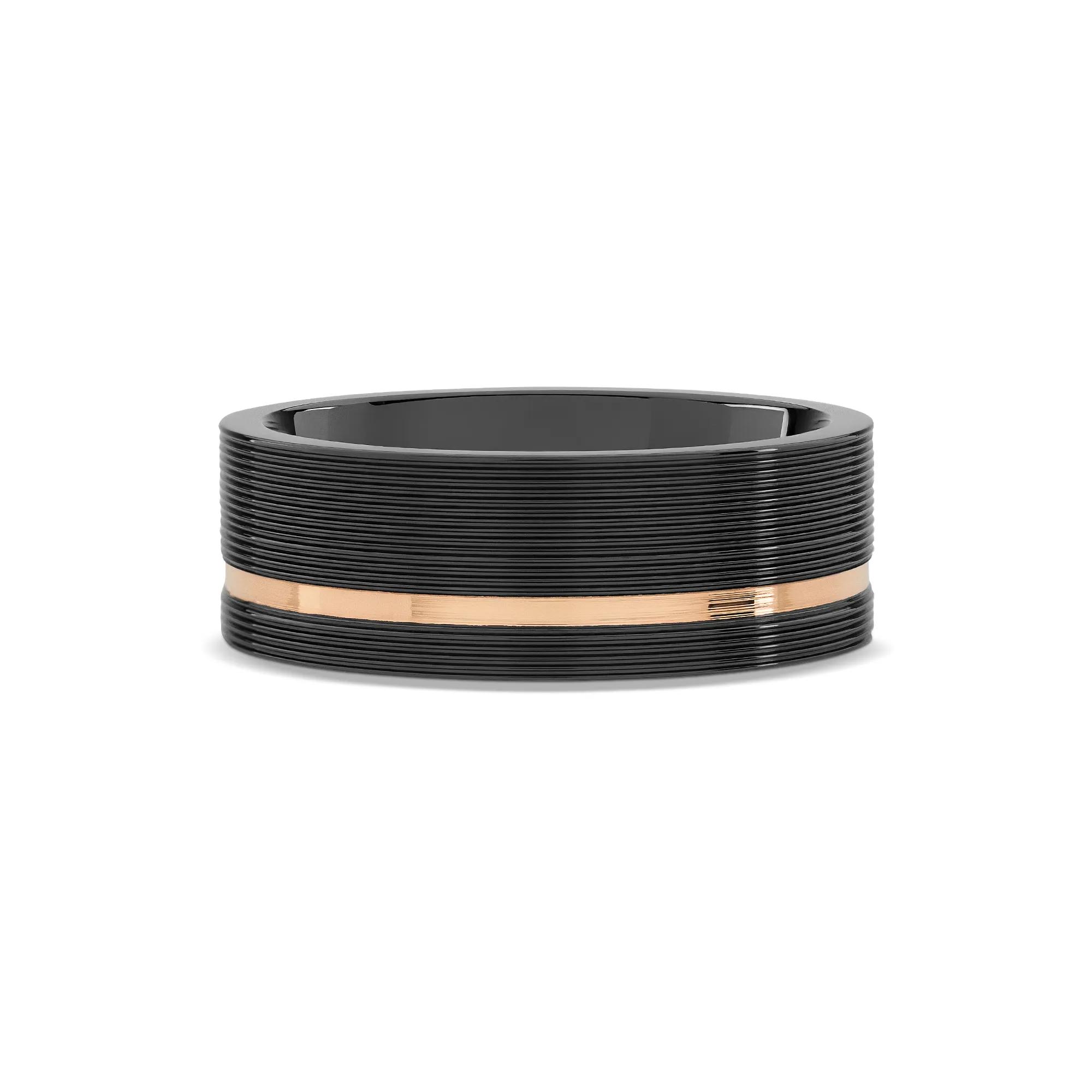 Lashbrook® Men's Black Zirconium & 14K Rose Gold Wedding Band
