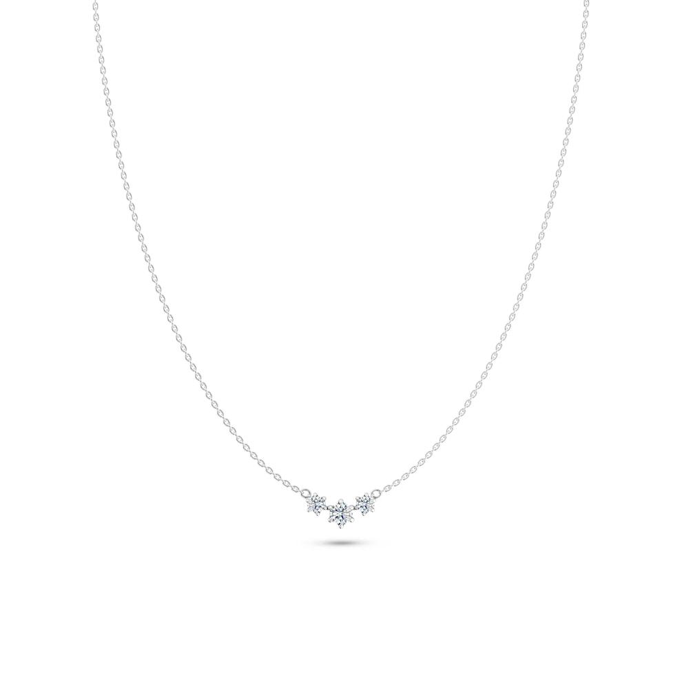 Lab Grown Diamond Three-Stone Pendant Necklace in 14K White Gold (1 ct. tw.) – Image 1 of 4