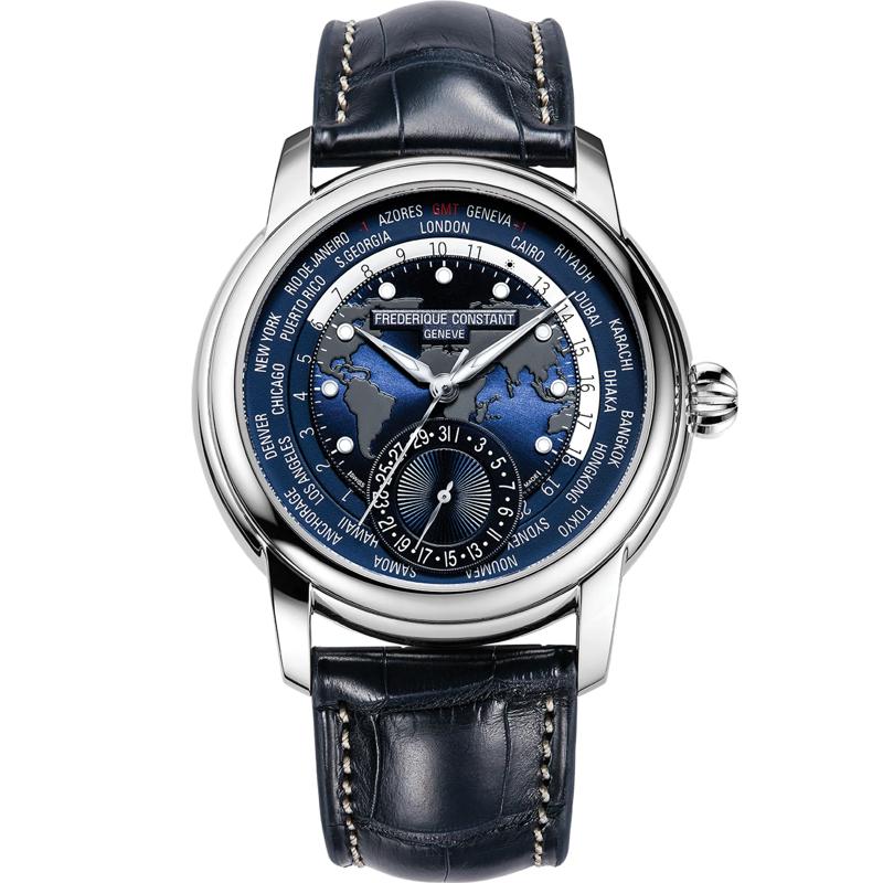 Men&#39;s Manufacture Classic Worldtimer Watch With a Blue Dial and Blue Leather Strap – Image 1 of 3