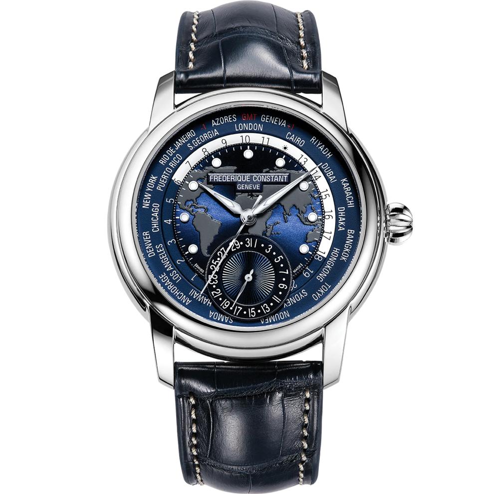 Men's Manufacture Classic Worldtimer Watch With a Blue Dial and Blue Leather Strap – Image 1 of 3