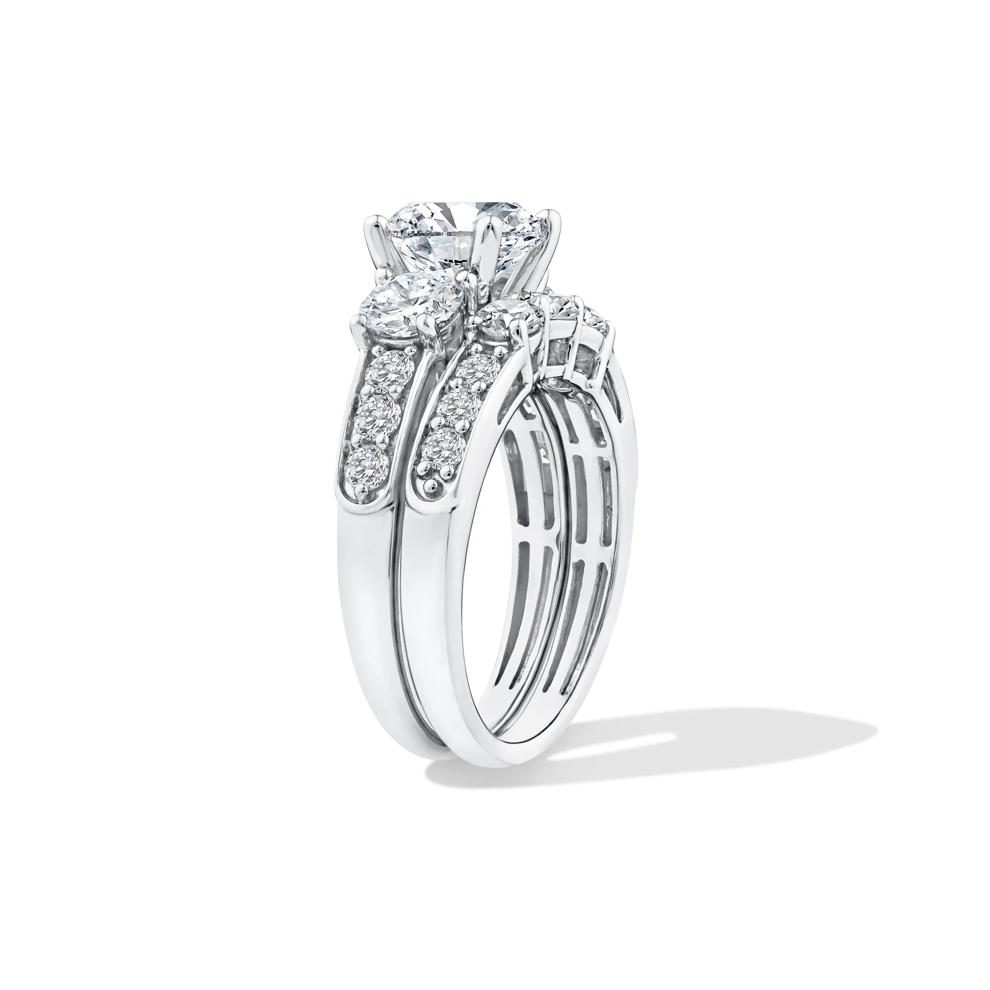 Lab Grown Diamond Round Center Three-Stone Engagement Set in 10K White Gold (4 ct. tw.) – Image 3 of 6