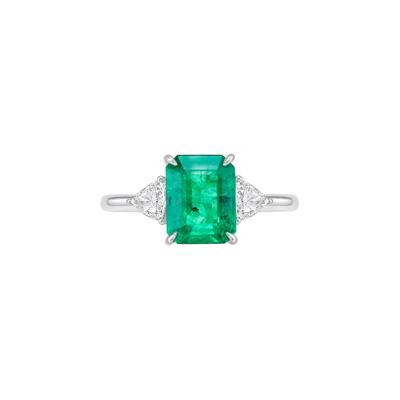 Emerald & Diamond Ring in 14K White Gold (1/3 ct. tw.)