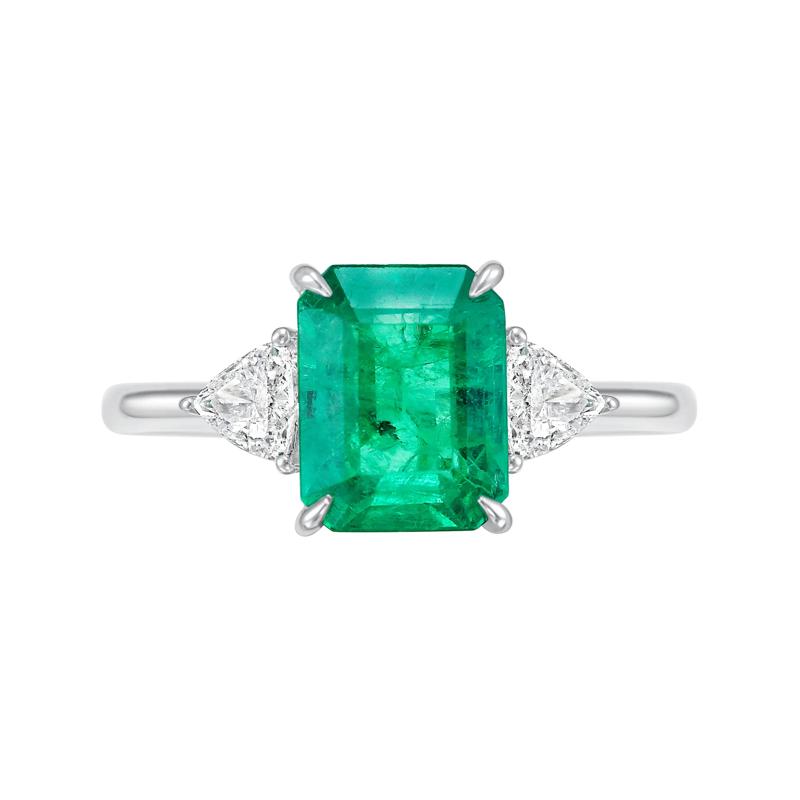 Emerald &amp; Diamond Ring in 14K White Gold &#40;1/3 ct. tw.&#41; – Image 1 of 3