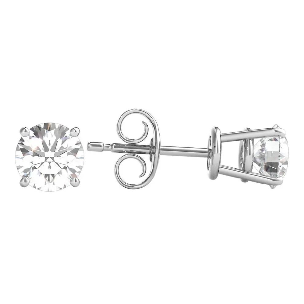 Diamond Round Solitaire Stud Earrings in 14K White Gold (1 1/2 ct. tw.) – Image 2 of 4