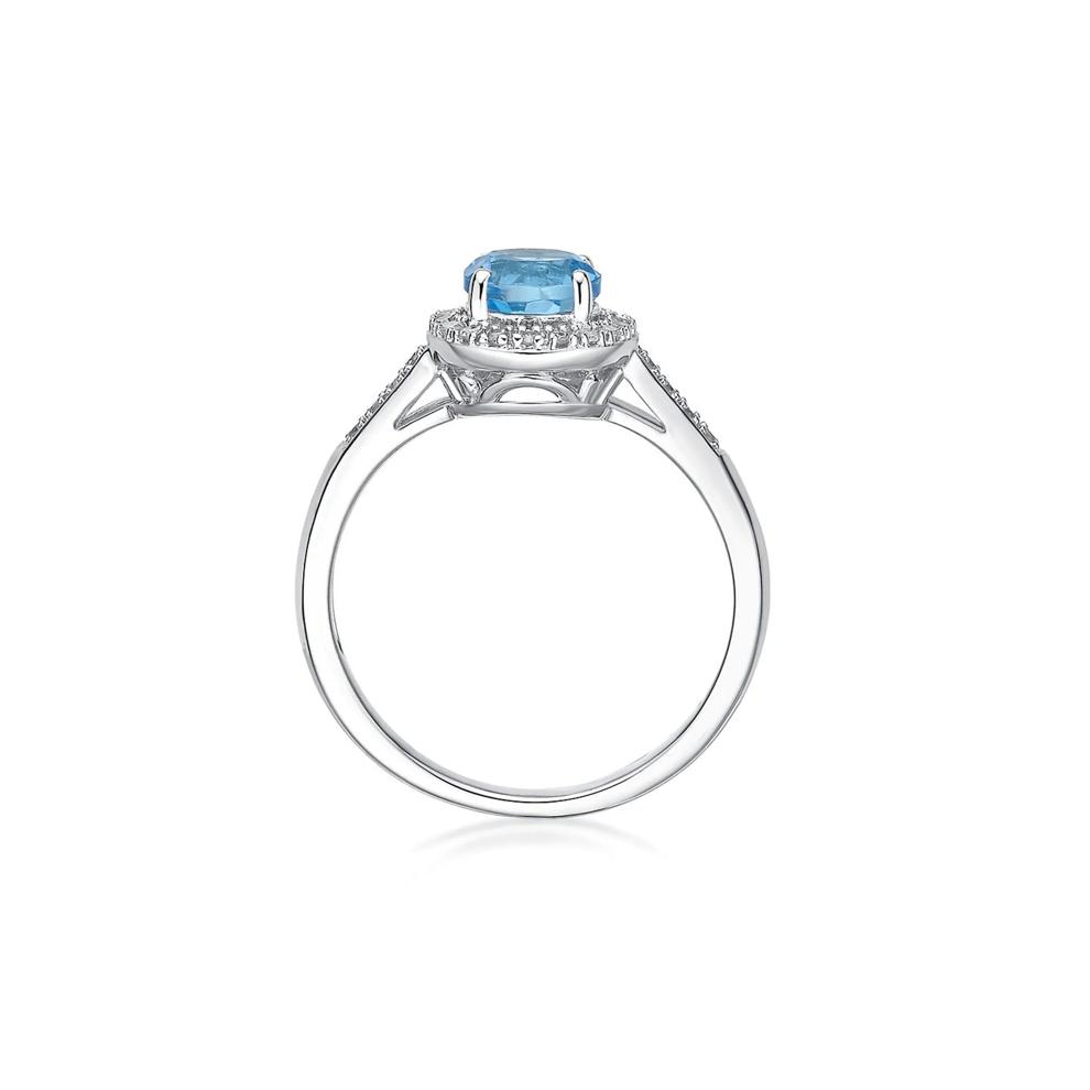 Swiss Blue Topaz &amp; 1/8 ct. tw. Diamond Ring in Sterling Silver – Image 2 of 4