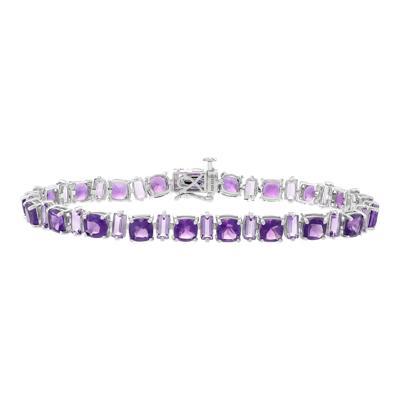 Purple & Pink Amethyst Line Bracelet in Sterling Silver