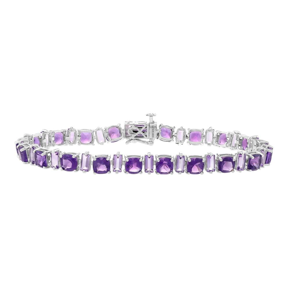 Purple &amp; Pink Amethyst Line Bracelet in Sterling Silver – Image 1 of 2