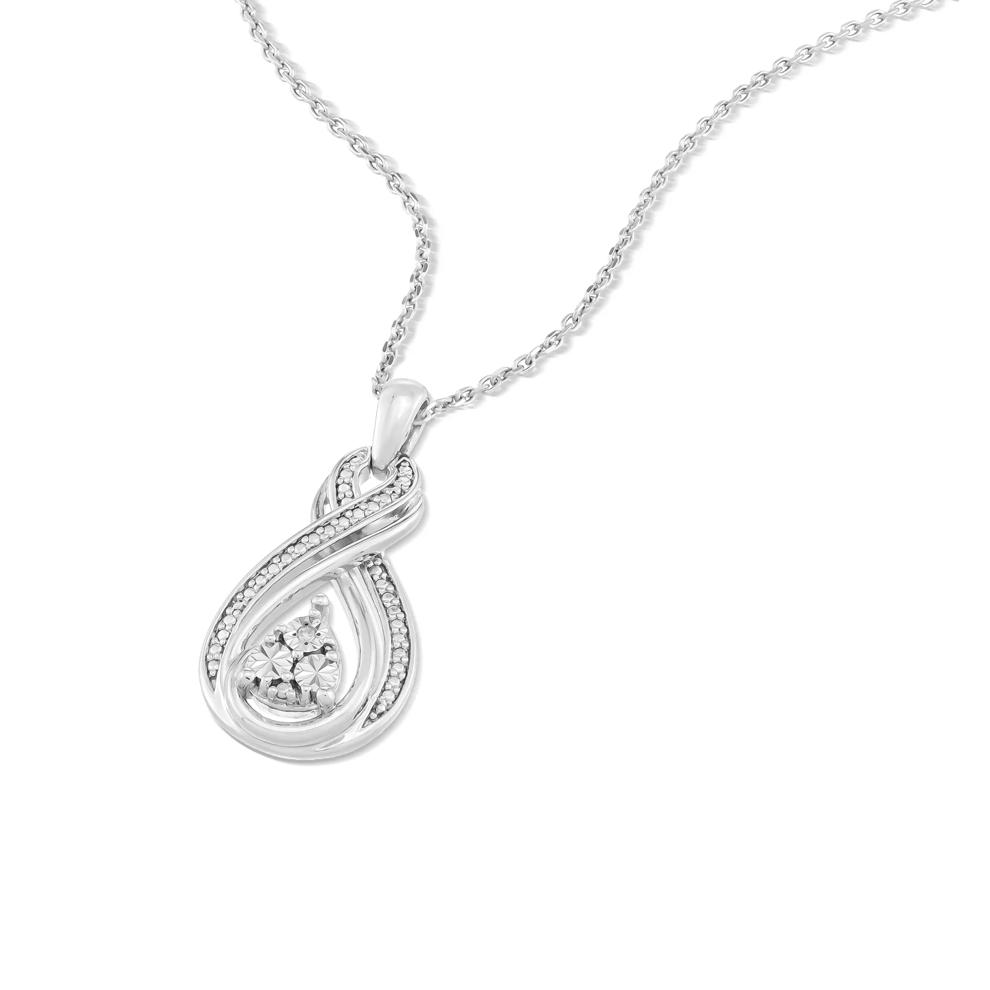 Diamond Accent Twisted Drop Pendant Necklace in Sterling Silver – Image 4 of 4