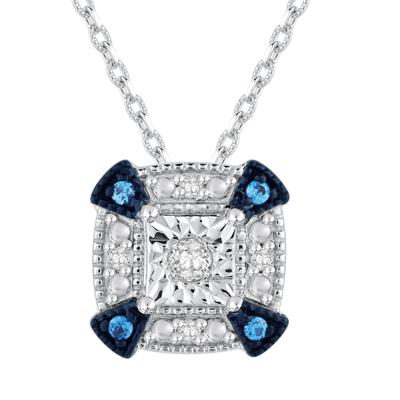 White & Blue Diamond Accent Pendant Necklace in Sterling Silver