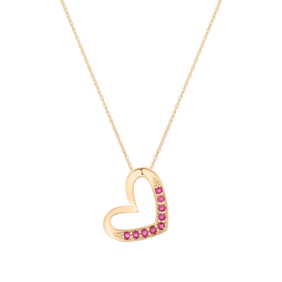 Ruby Open Heart Pendant in 10K Yellow Gold – Image 1 of 4