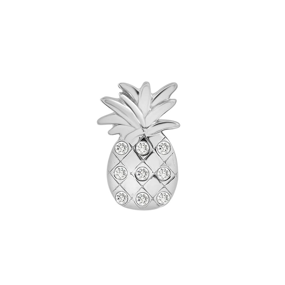 Diamond Pineapple Single Stud Earring in 10K White Gold – Image 1 of 2