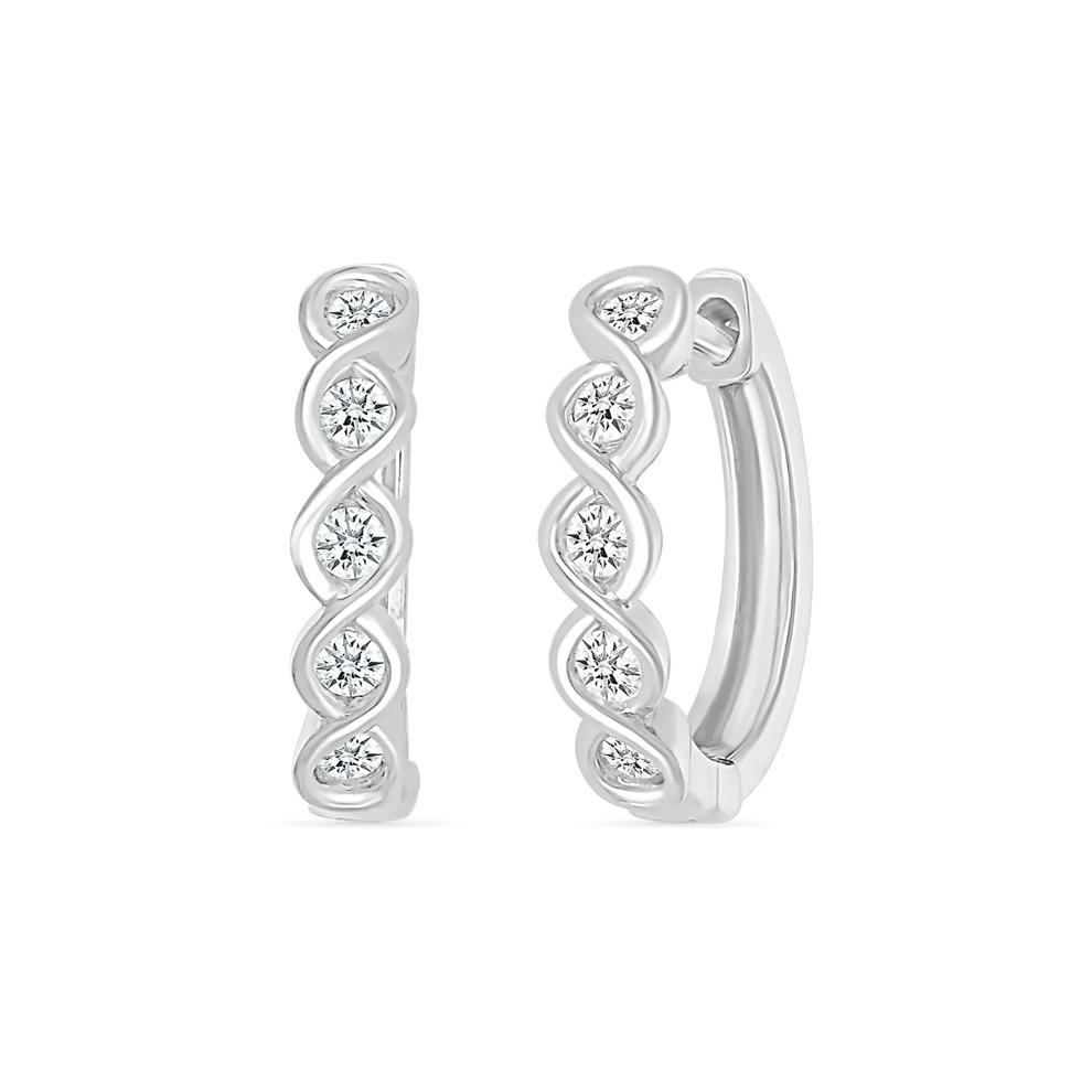 Diamond Twist Hoop Earrings in 10K White Gold (1/5 ct. tw.) – Image 1 of 3