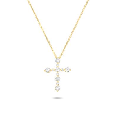 Lab Grown Diamond Cross Pendant Necklace in 14K Yellow Gold (1 ct. tw.)