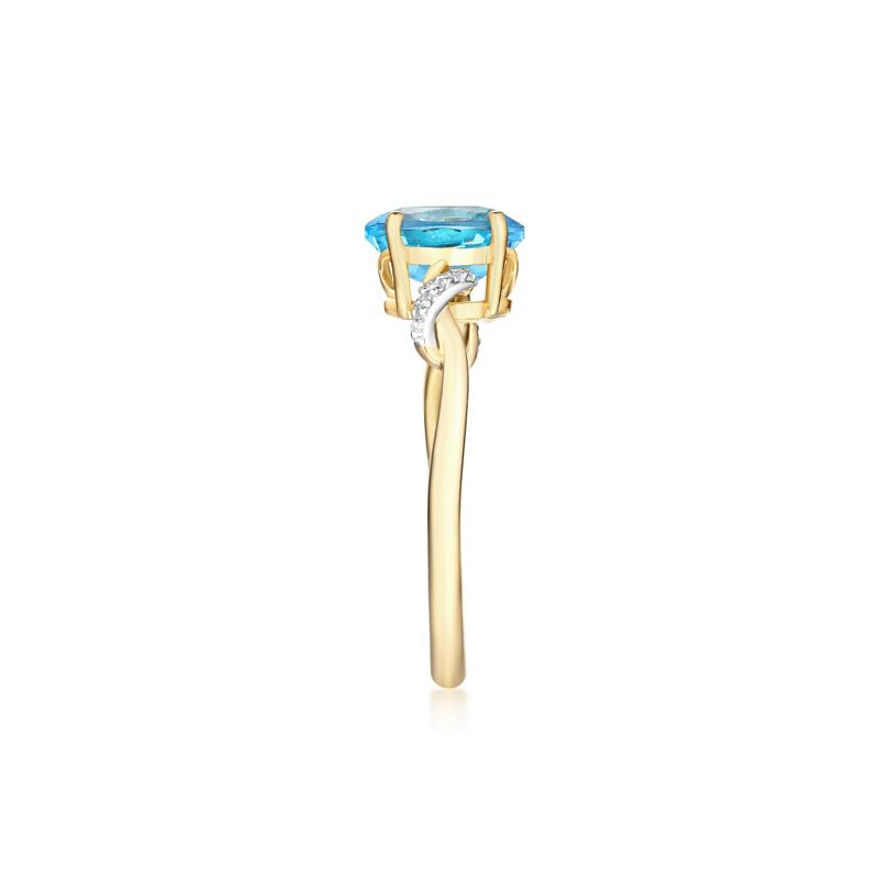 Blue Topaz and Diamond Accent Ring in 10K Yellow Gold – Image 3 of 3