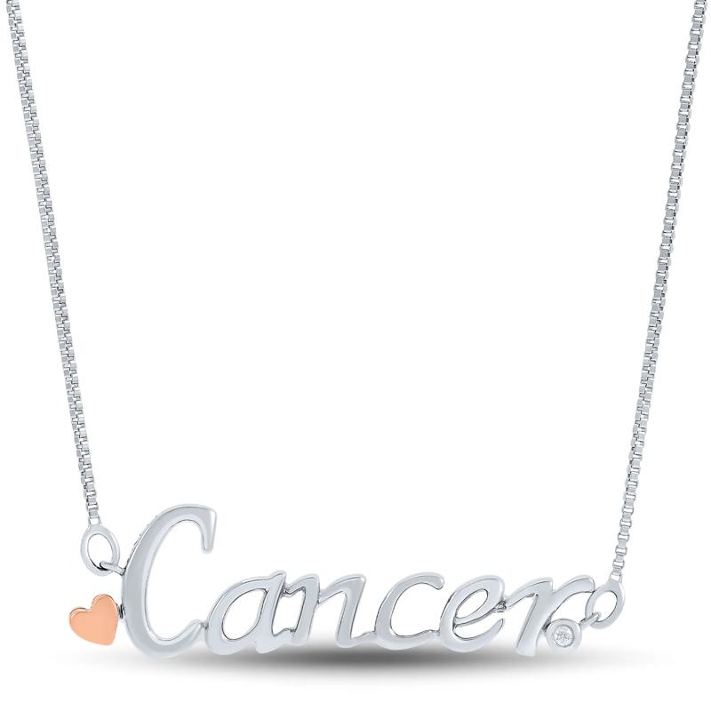 Diamond Accent Cancer Zodiac Pendant in Sterling Silver and 14K Rose Gold  – Image 1 of 4