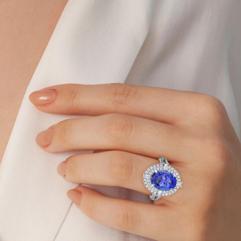 Oval Tanzanite &amp; Diamond Ring in 18K White Gold &#40;1 ct. tw.&#41; – Image 5 of 5