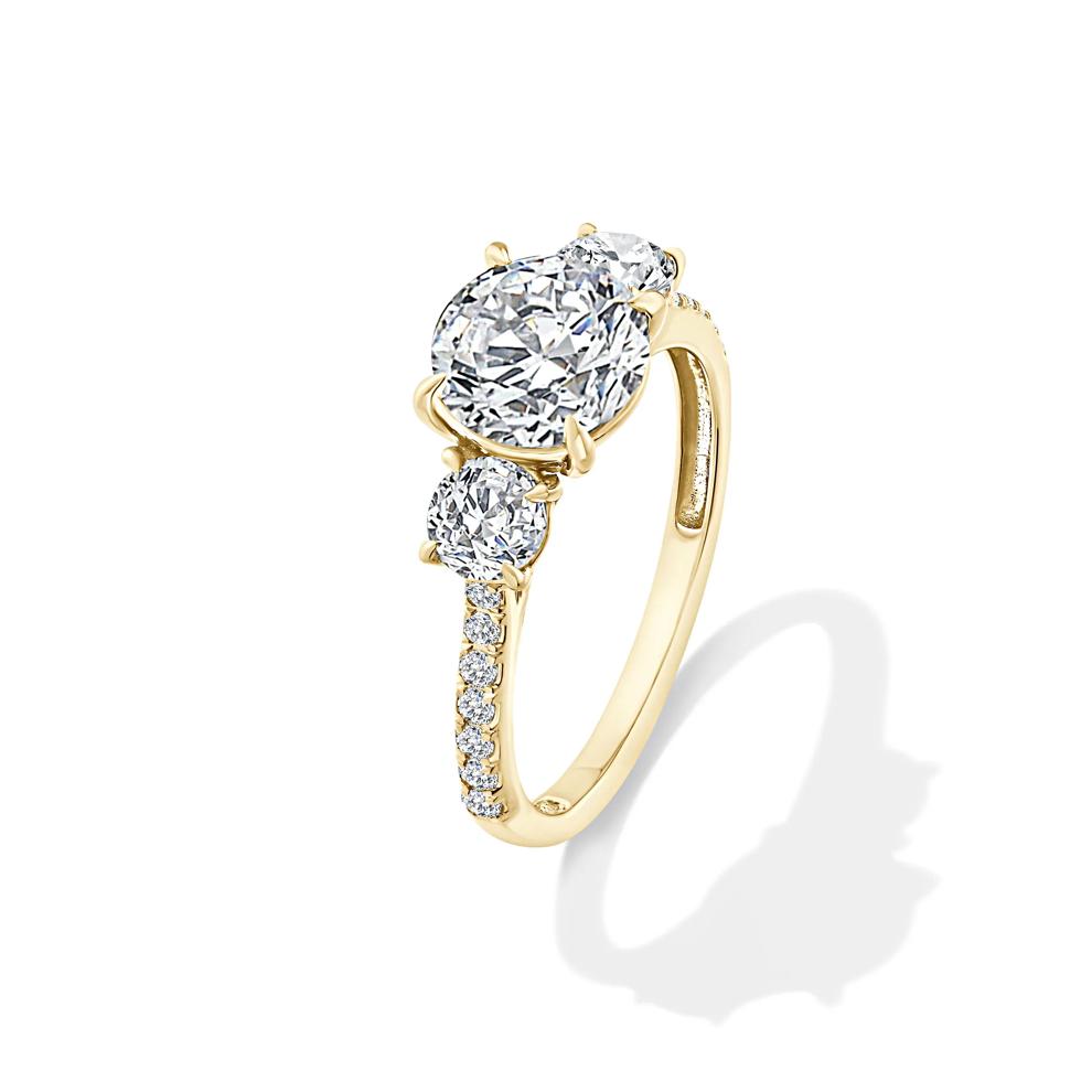 Lab Grown Diamond Three-Stone Engagement Set in 10K Yellow Gold (2 1/2 ct. tw.) – Image 4 of 6