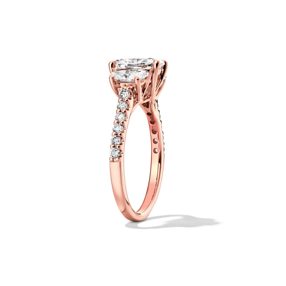 Lab Grown Diamond Three Stone Oval Engagement Ring in 14K Rose Gold (2 ct. tw.) – Image 3 of 4
