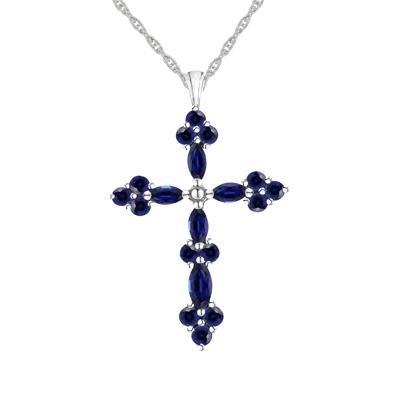 Gemstone Cross Pendant in Sterling Silver