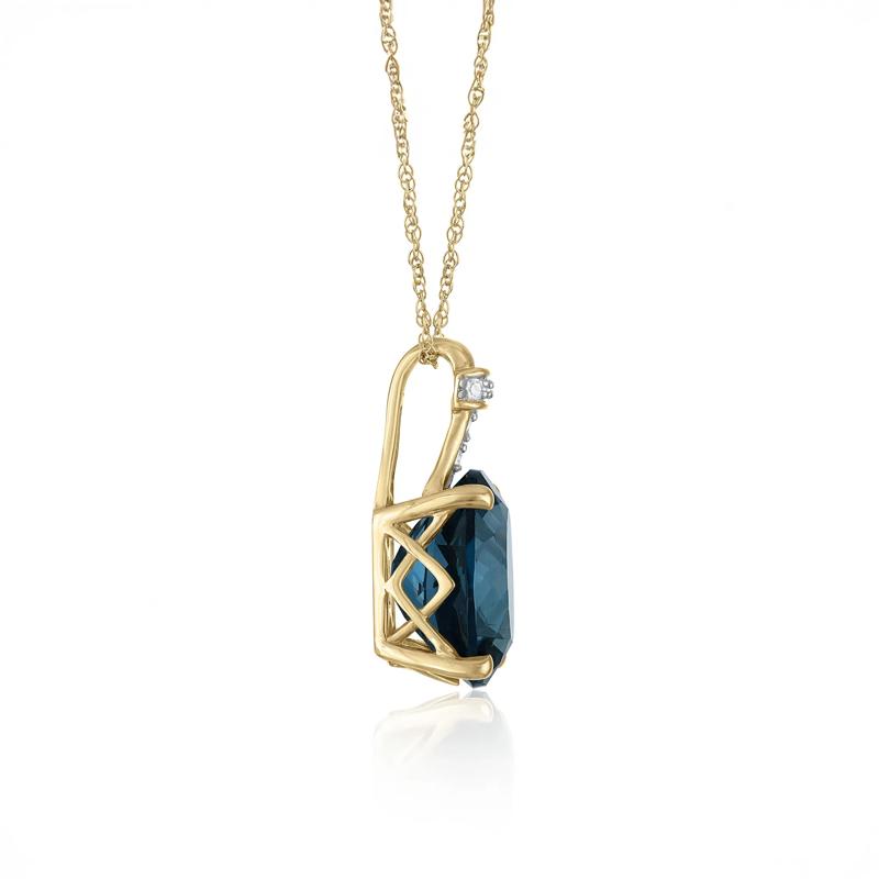 London Blue Topaz &amp; Diamond Accent Pendant in 10K Yellow Gold – Image 2 of 3